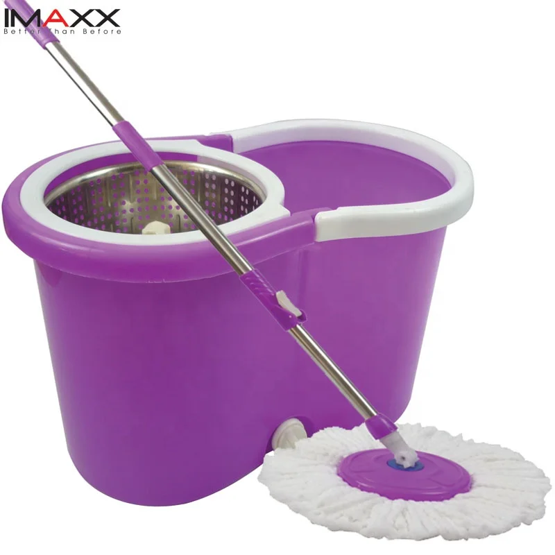 IMAXX Good Quality Plastic 360 Spin Magic Floor Cleaning Mop Easy Mop with Swivel Handle Single Mophead Carton Packaging