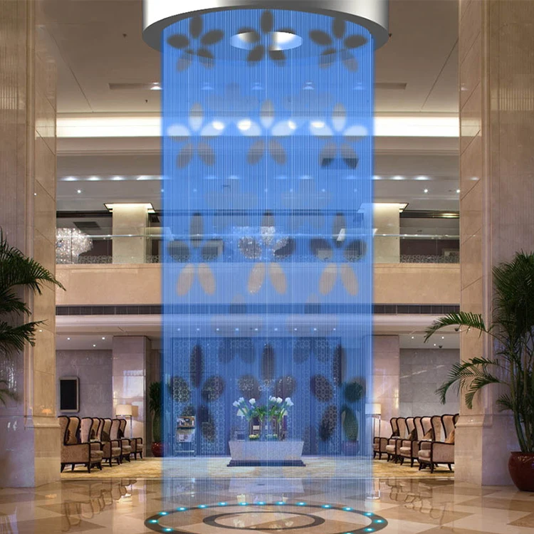 FREE DESIGN Hotel Indoor Decorative Round Shape Stainless Steel Digital Water Curtain