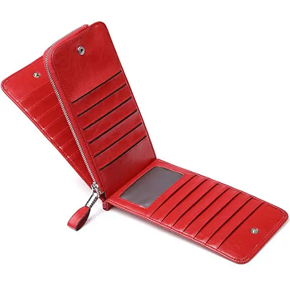 Genuine leather wallet women fashion trends wallet purses RFID Blocking Bifold Multi Card Case Wallet With Zipper Pocket