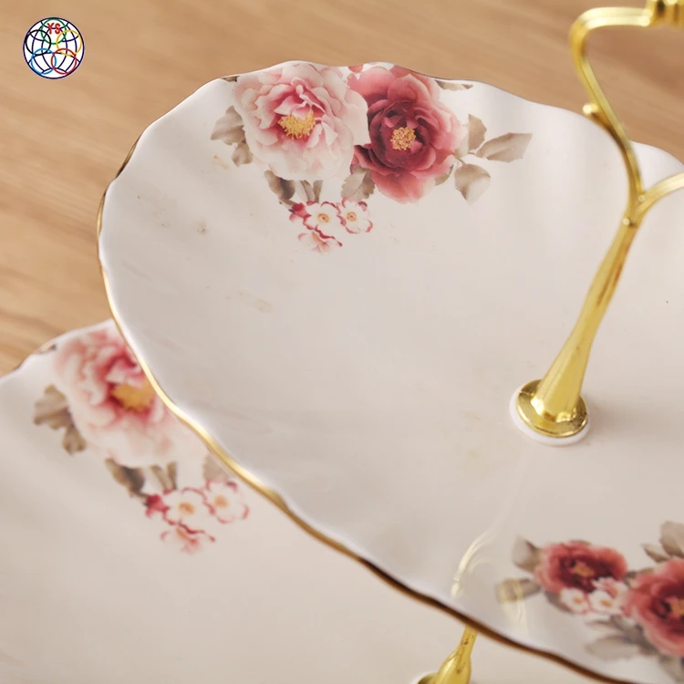 Modern Design Two-Tier Ceramic and Porcelain round Party Candy Nuts Tray for Wholesale Kitchen Use for Food Occasion