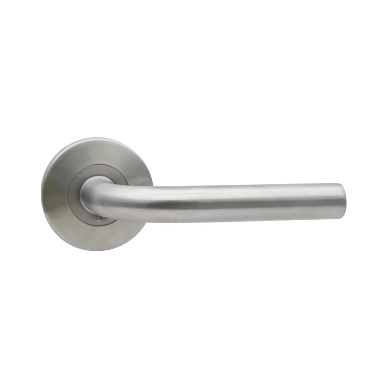 Customized brushed steel round hollow tube plate door lock handle