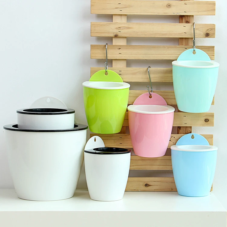 self watering Plant Flower Pot Wall Hanging Plastic Planter House Garden