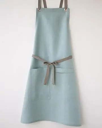 
Wholesale Custom High Quality Cross Back Sleeveless Apron Kitchen Linen Apron With Pockets 