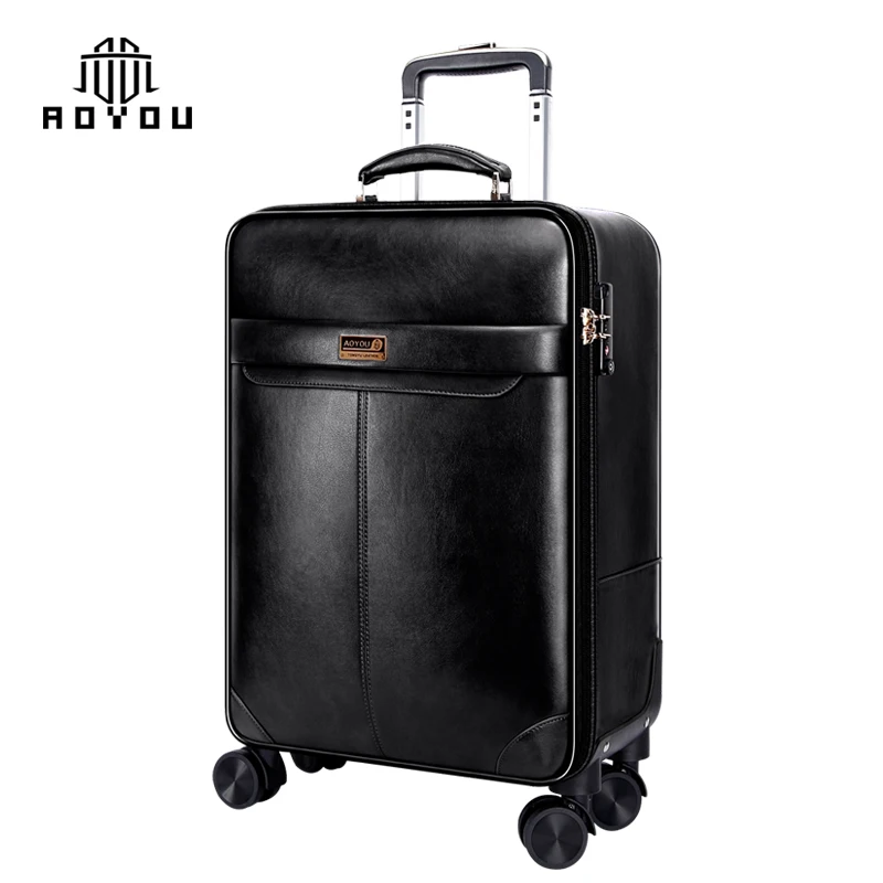 New Chinese Business Luggage Travel Bag with Pull-rod Box Polyurethane Leather Bag Pull-rod Box