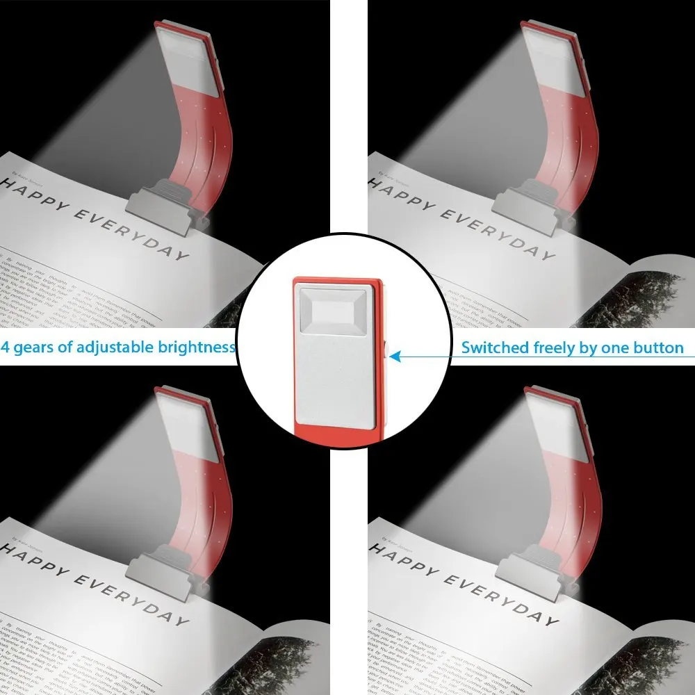 
Various Colors 1 LED Flexible Plastic Book Reading Light with Clip 