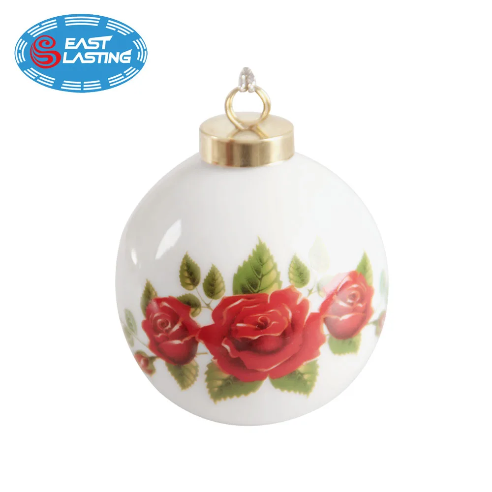 
Custom 100 wholesale frosted white decal sublimation ceramic Christmas ornament 