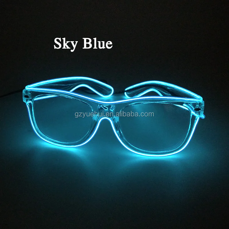 Flashing Glowing EL glasses Fashion El Wire LED Neon Light Glasses Rave Costume Party DJ Transparent Frame Glasses For Carnival