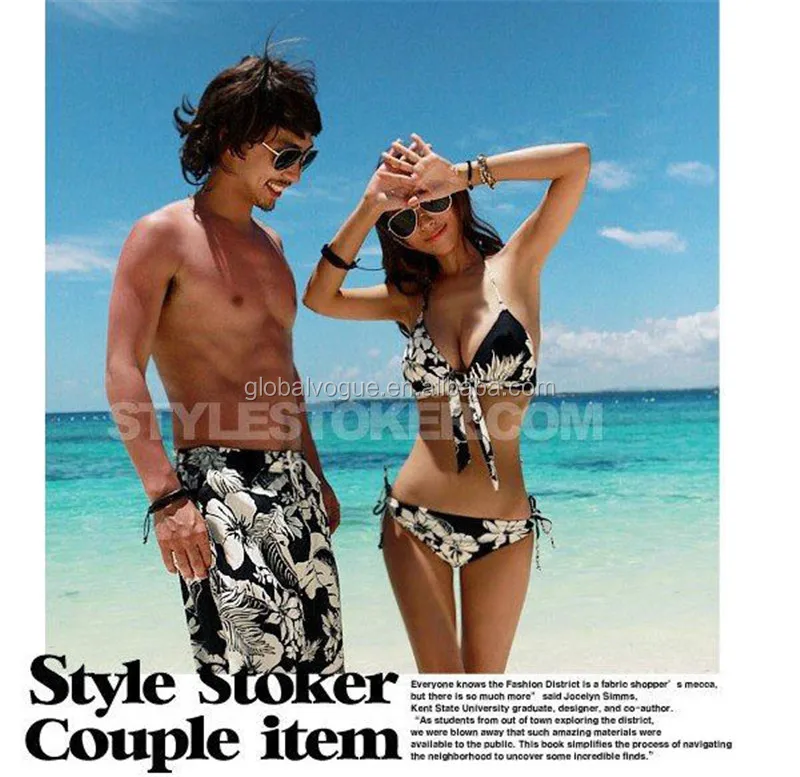 2016 Hot Sale Couples Swimwear Swimsuit Women Bikinis Set Men Beach Shorts Couples Lovers Swim Wears Beach Bathing Suit Set