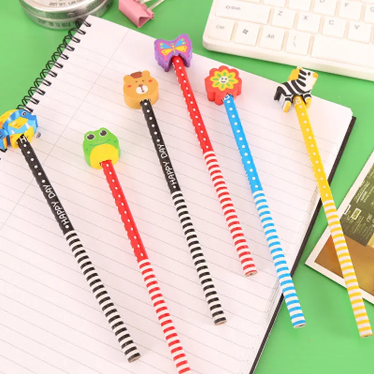 
Cute creative cartoon fruit color children pencil with eraser 