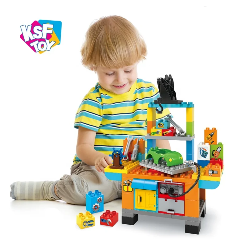 kids play diy tool set plastic funny brick toy with 92pcs