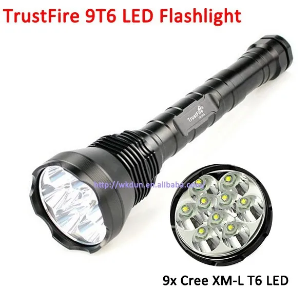 5-Mode TrustFire Rechargeable LED Flashlight 9T6 T6 11000 Lumens Torch with Aluminum Alloy Body IP67 Rating