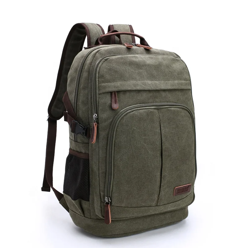 Wholesale high quality fashion 16oz wash canvas laptop backpacks for man school