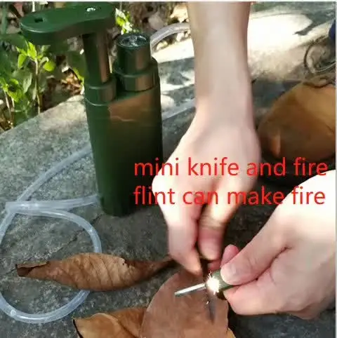 camping water filtration equipment personal first aid hiking survival l kit tools add whistle compass mini knife and LED light