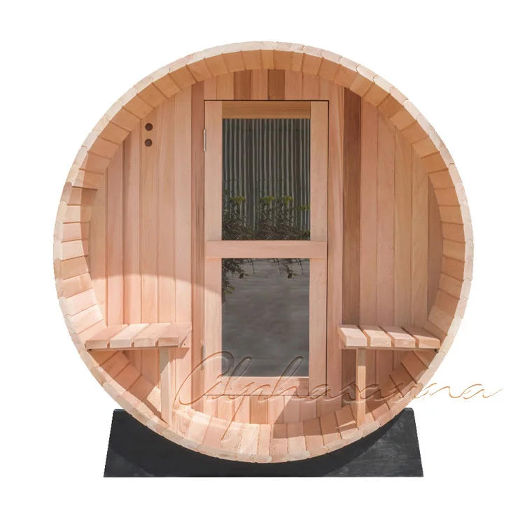 4-6 person outdoor traditional Canadian red cedar barrel sauna