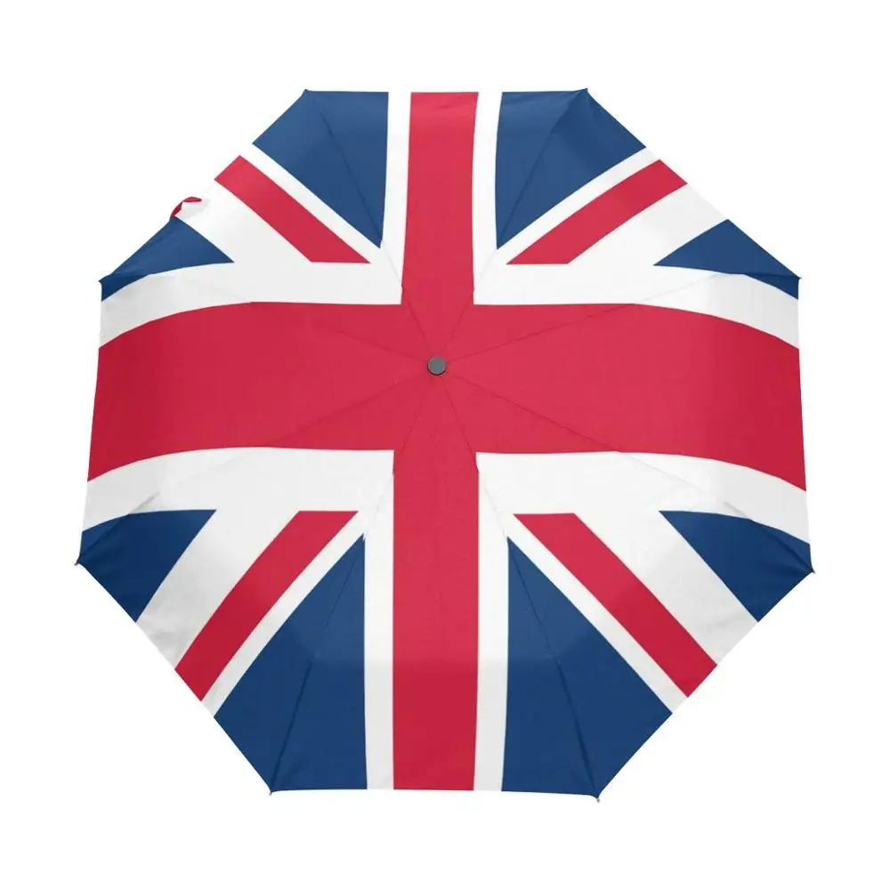 Union Jack British Flag 3 Folds Auto Open Close Umbrella