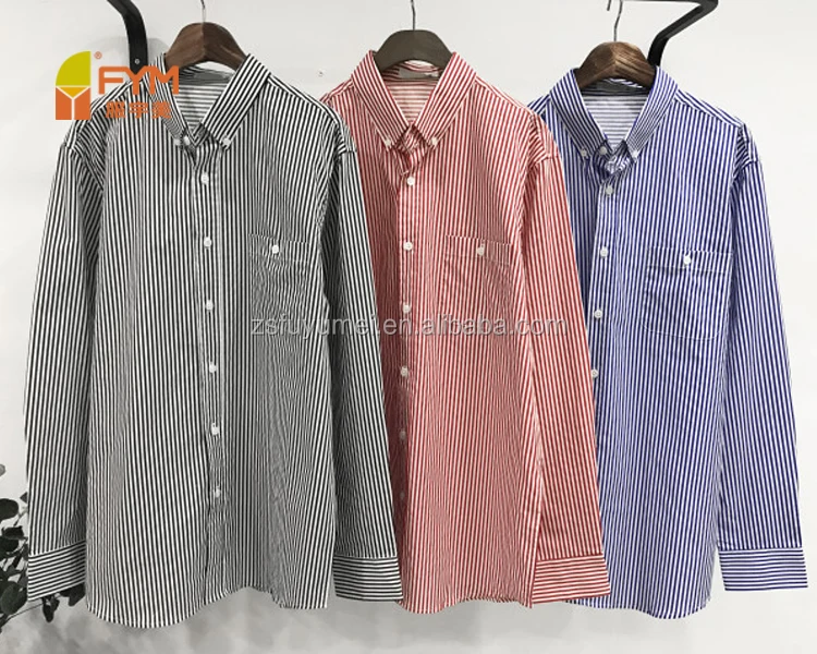 
cheap price 100% cotton stripes long sleeve thick shirt for men 