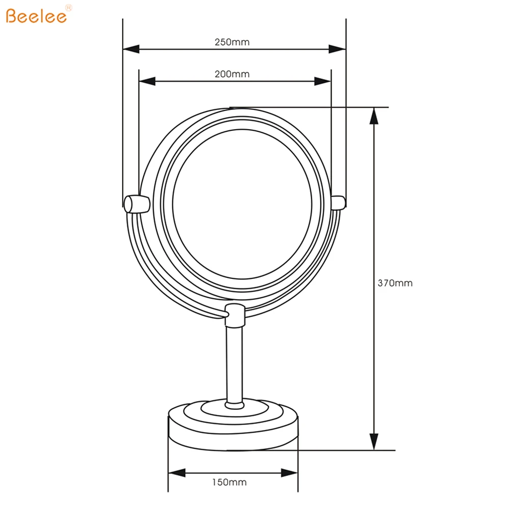 Beelee M3028TF Double Side 5X Magnifier Makeup Table Mirror with LED Lighted For Hotel Bathroom