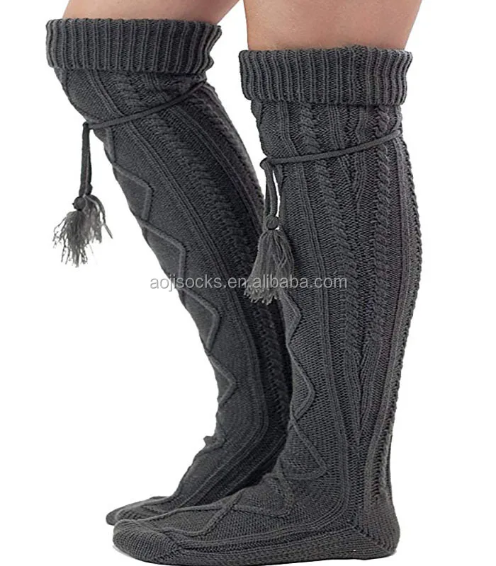 
 Оптовая продажа, зимние теплые длинные носки AJ186057, женские гольфы выше колена, вязаные толстые гольфы  