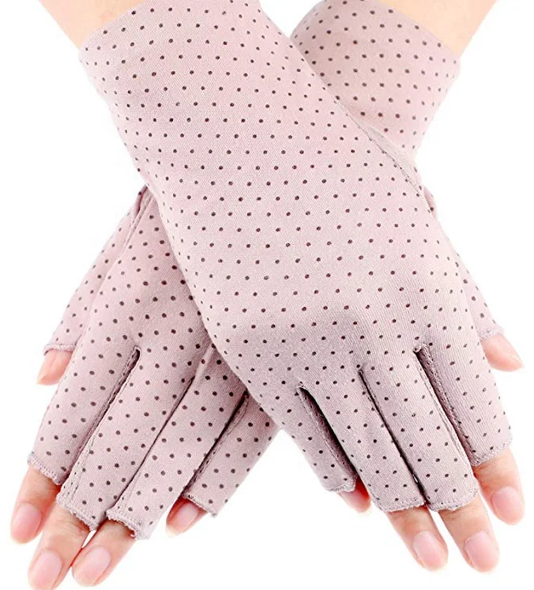 Модные женские солнцезащитные перчатки без пальцев УФ солнцезащитные легкие хлопковые перчатки для вождения