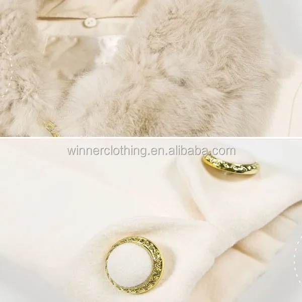 
Elegant rabbit fur collar White Princess Style Winter Coat for girls 
