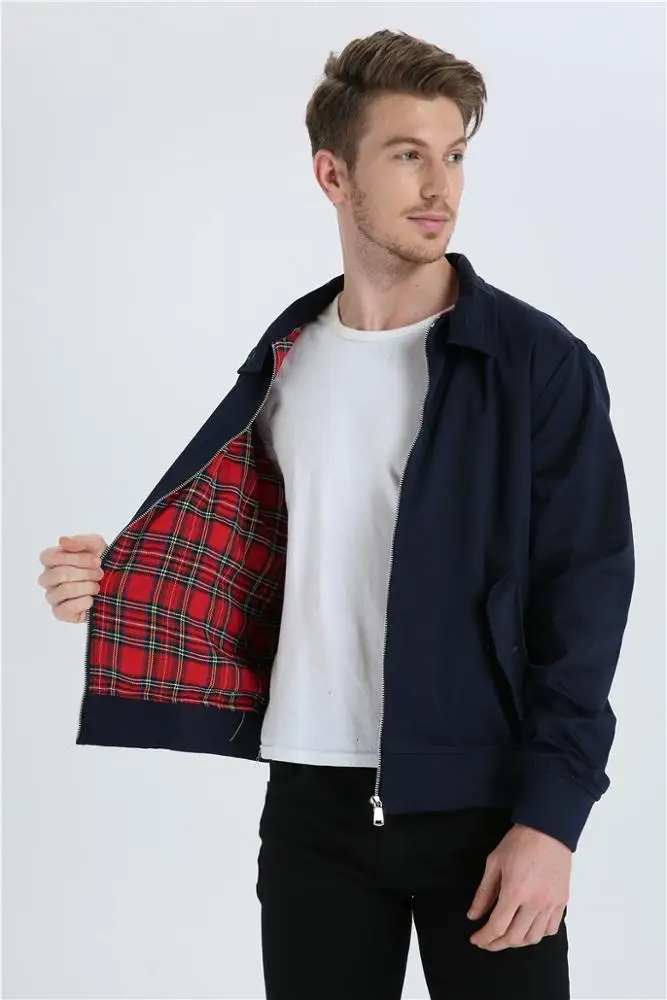 Custom cotton/polyester classic retro vintage mens harington bomber jacket