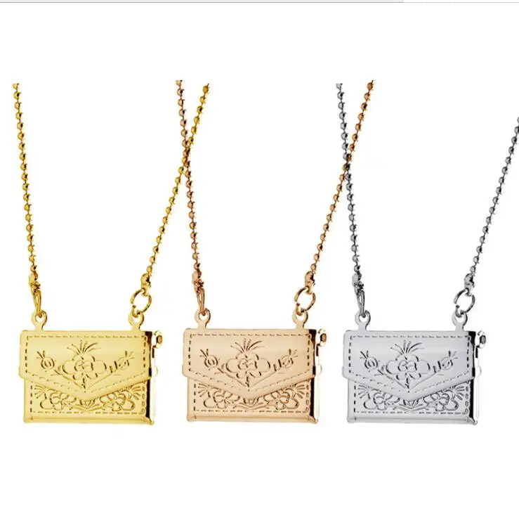 
Vintage pattern small square box can put photos Floating Locket necklace 