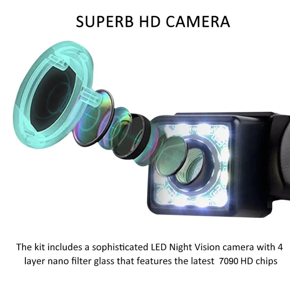 2021 New Waterproof IP68 Long License Plate Frame 12LED Car Rear View Camera Universal Car Reverse Parking Camera