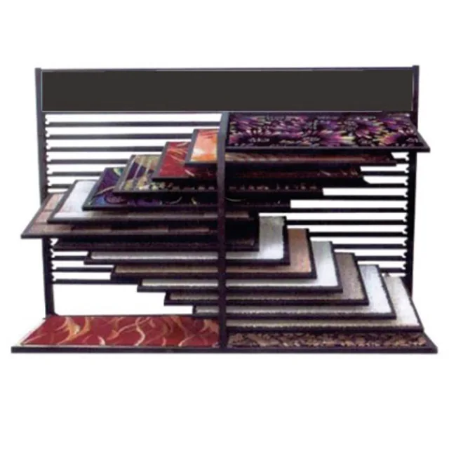 Custom laminated portable retail floor standing metal carpet display rack