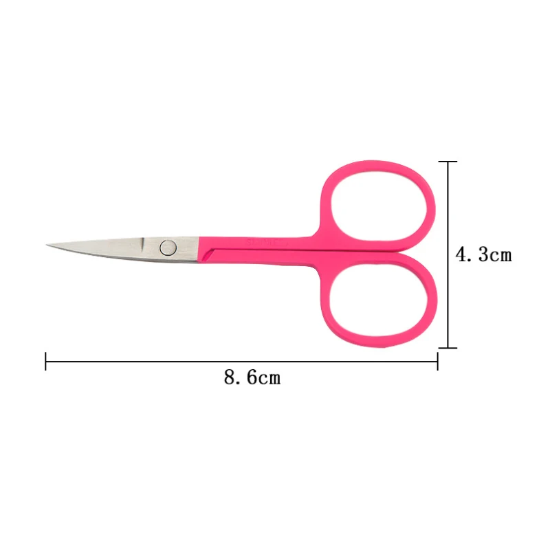 
Pink Small Stainless Steel Makeup Scissor Remover Curved Beard Eyelash Trimmer Eyebrow Scissors 