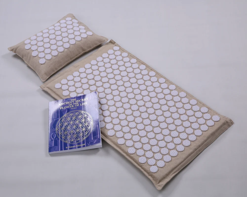 Natural Organic Linen Cotton and Coconut filler Acupressure mat with bag anti-fatigue mat acupressure mat and pillow