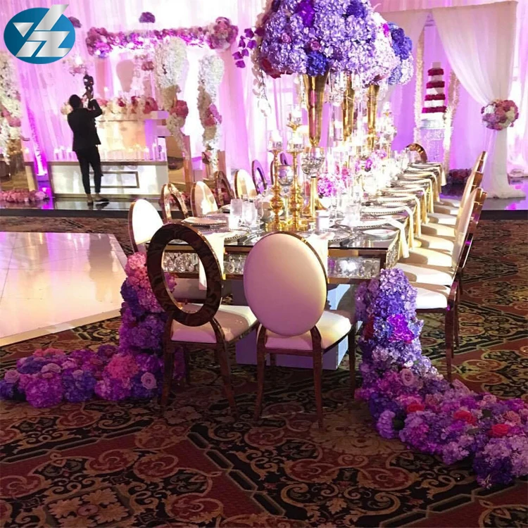 Ring back Gold Luxury stainless steel wedding chairs banquet chair