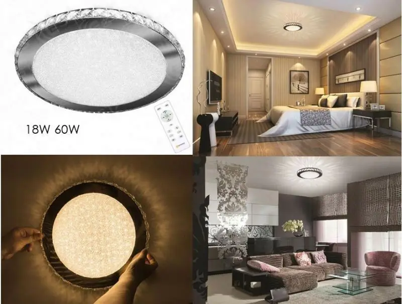 
Contemporary led ceiling light cct dimmable led plafony crystal chrome 