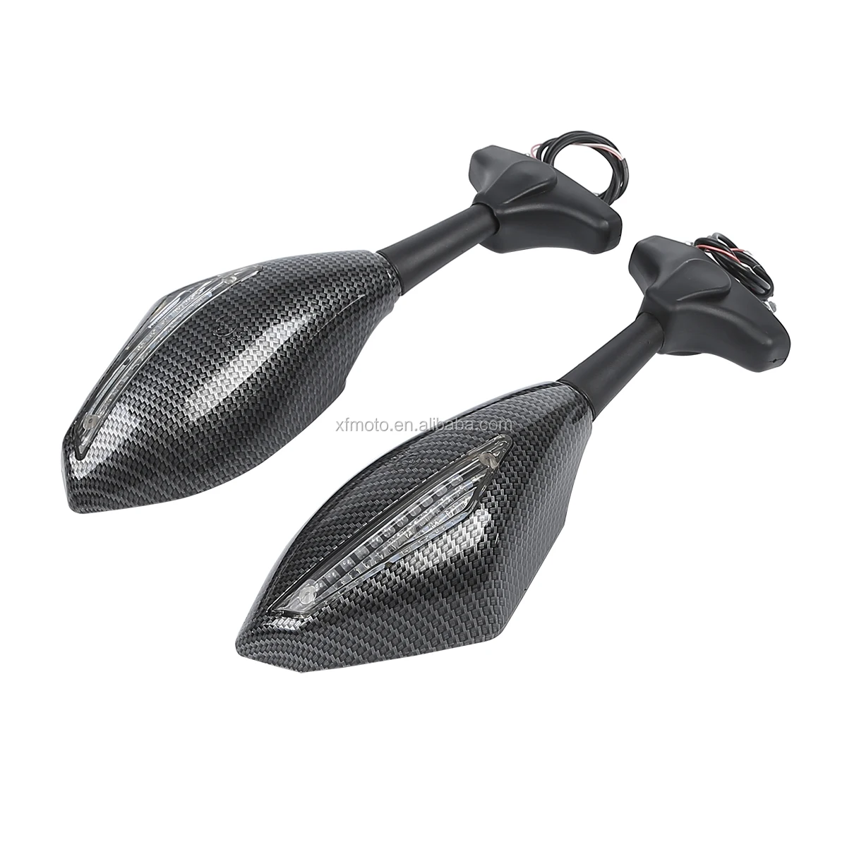 
TCMT XF-490-01-F Carbon Fiber Rear view Mirrors LED Turn Signal Dirt Bike For Yamaha FZR 600 750 