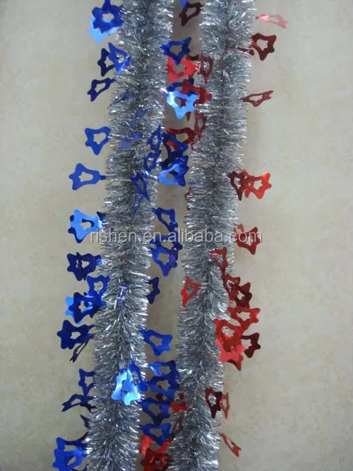 
2M long Pink Double Round Shape Hanging Christmas Tinsel with decorations Colorful Tinsel 