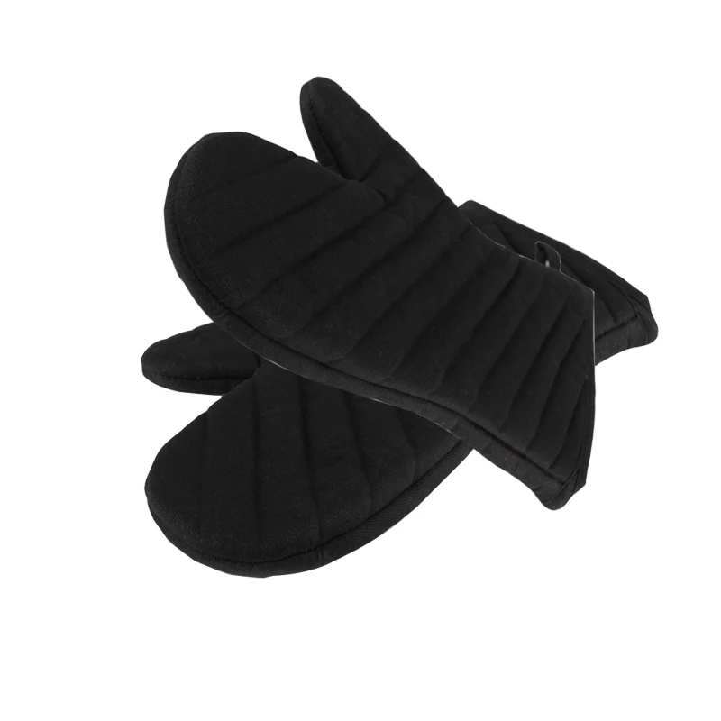 Heatproof Resistant Kitchen bbq baking mitt Non-slip Baking  Kitchen Tool Microwave black Oven gloves