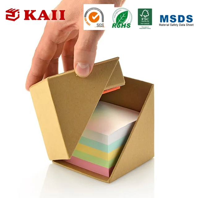 
KAII Promotional Foldable Square Cube Kraft Paper Sticky Note Memo Pad Box 