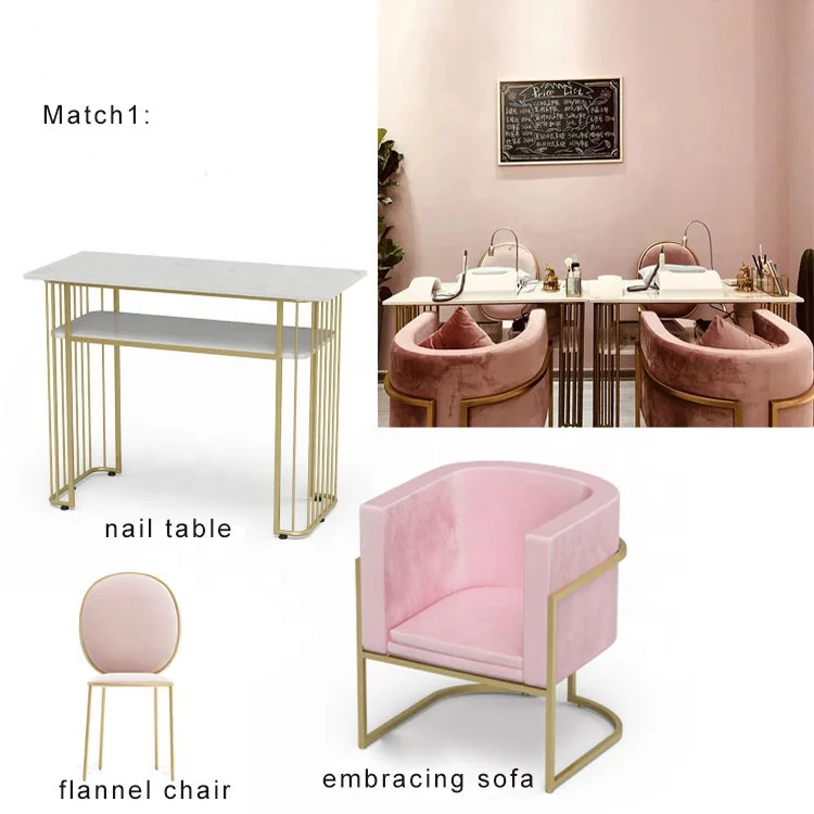 
Custom wrought iron nail table ins net red beauty shop single manicure dressing table double table and chair set <span style=