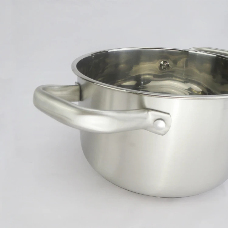 
High Quality 304 Stainless Steel Milano Sauce Casserole Double Handle Thermos Insulated Cookware Set for Cooking Food Soup Pot 