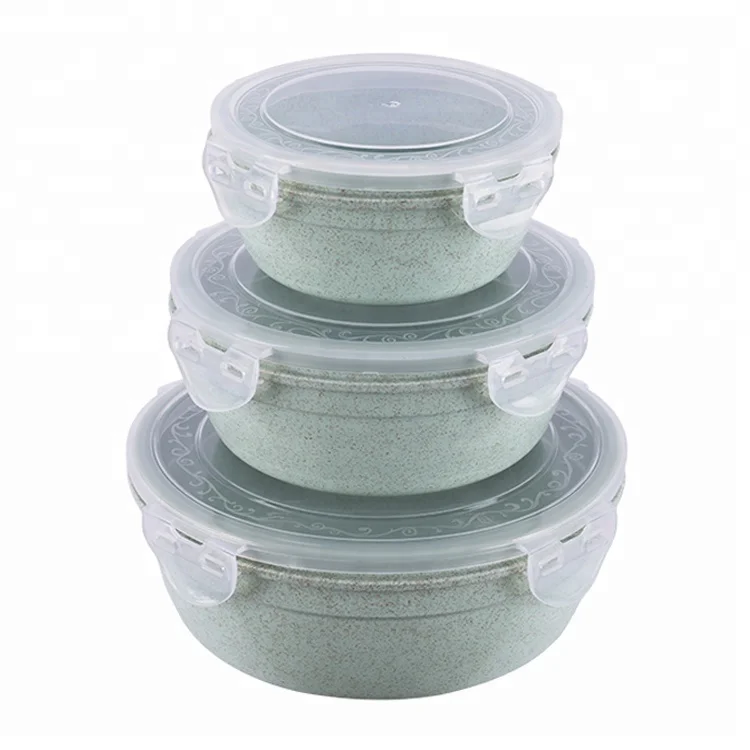 Household Items Airtight Wheat Straw Food Container Microwavable