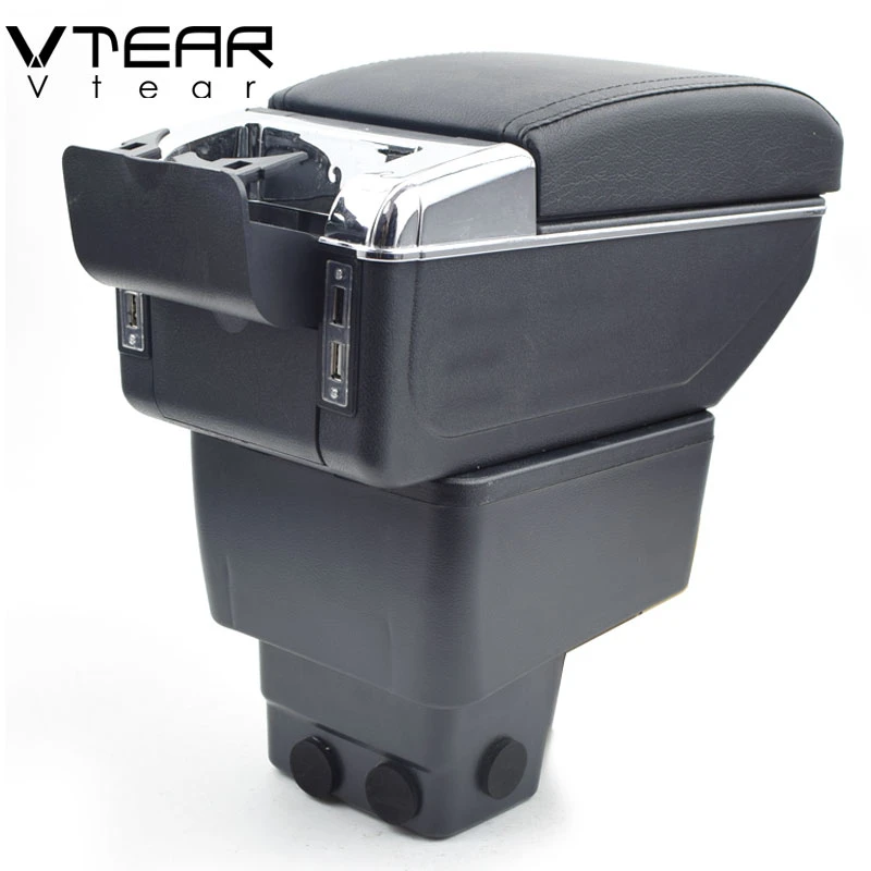 Vtear For Mazda 2/Mazda2/demio armrest USB Charging interface heighten storage box central Store content arm rest accessories
