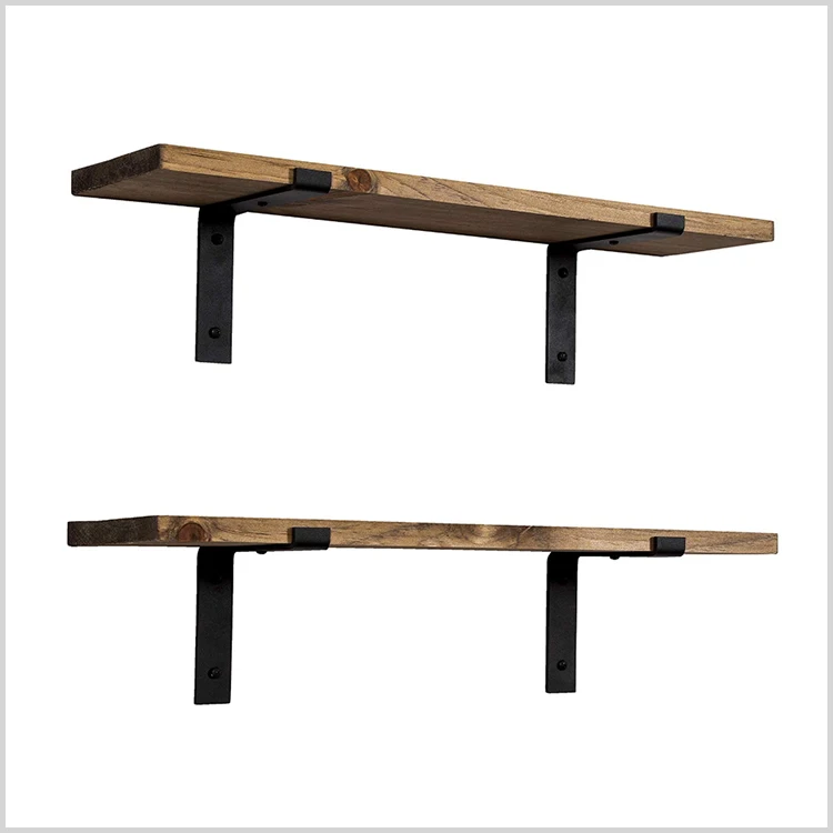 Rustic Wood Floating Shelves Wall Mounted Book Flower Storage Shelf with L Brackets wood storage shelf spice rack