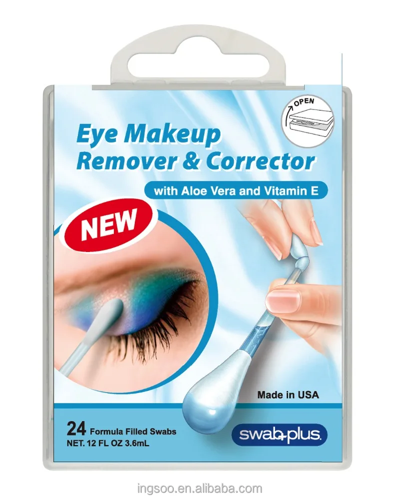 Eye makeup remover & corrector liquid filled swabs