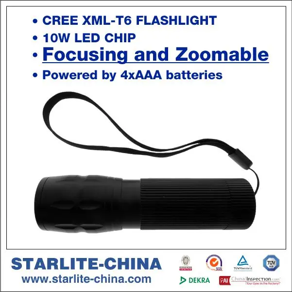 zoom 4*AAA batteries cheapest XML T6 IPX7 ninghai flashlight