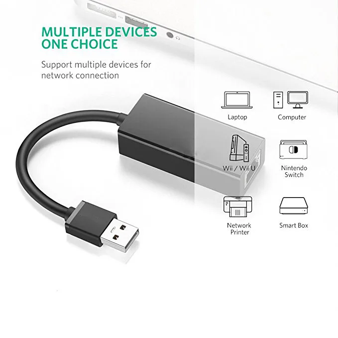 LBT Black RJ45 to Usb 2.0 Adapter for Tablet Ethernet Adapter USB 2.0 to 10/100 Network RJ45 Lan Wired Adapter