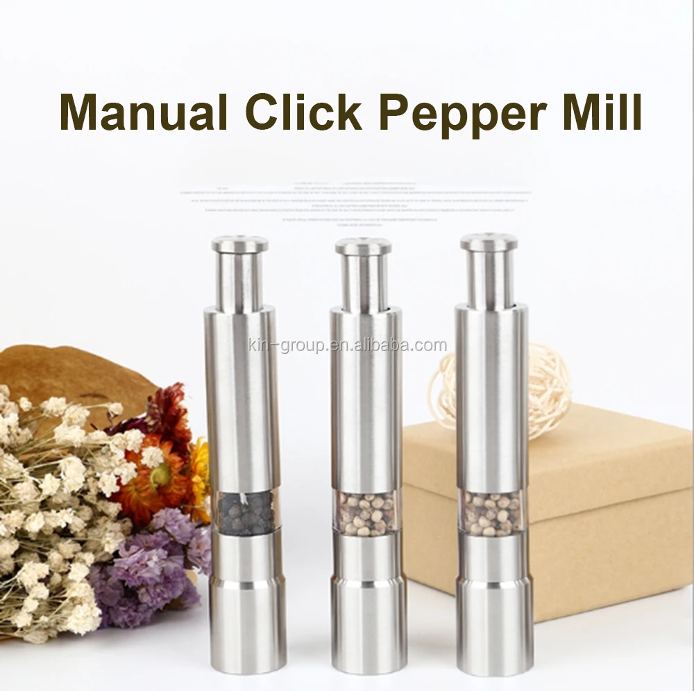 
Mini Manual Click Pepper Mill / Grinder with Stainless Steel 