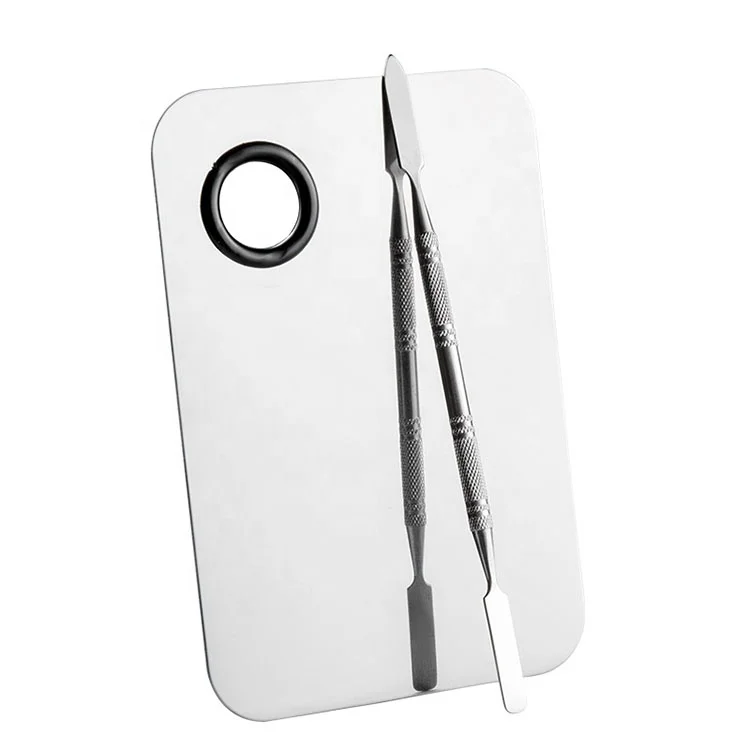 Sialia High Quality Nail Art Cosmetic Tools Stainless Steel Makeup Nail Palette With Spatula Professional