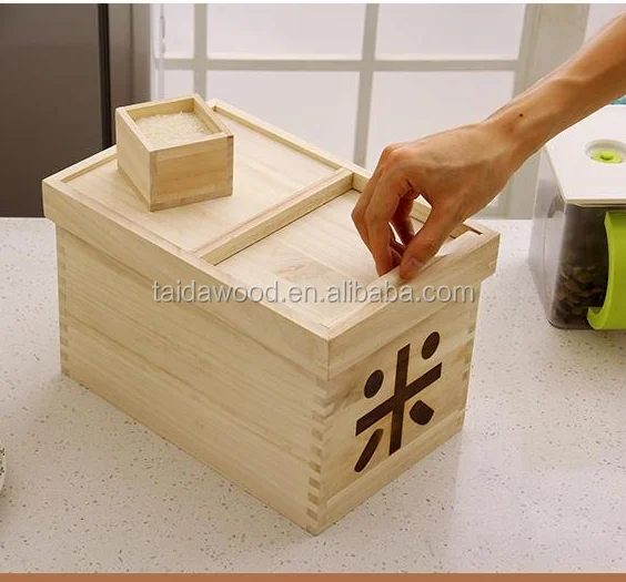 Natural paulownia wood made rice bin [paulownia solid / dehumidifying effect / insect effect]