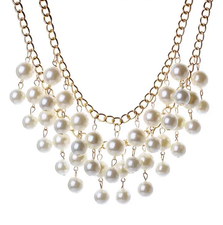 QD098 Huilin Jewelry Pearl Necklace Chain Multilayer Banquet Jewellery Women Girl