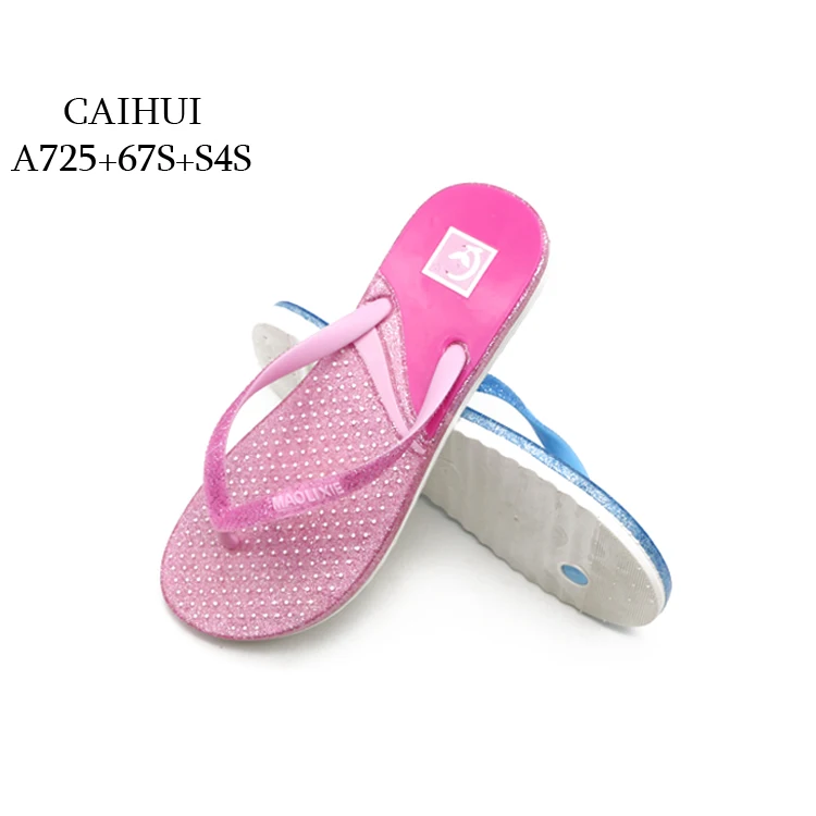 PCU  Beach flip flop Printed colorful Slipper Woman Lady Pvc Slipper