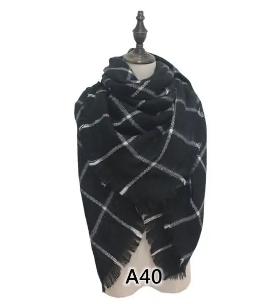 HOT!!! Personalized 60 color stole Square Oversized Plaid Blanket Scarf Tartan women cashmere scarf